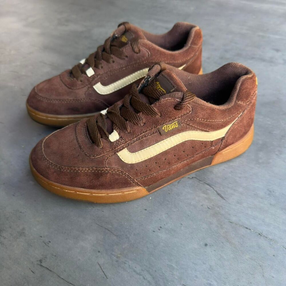 Vintage 2002 Vans Jessen Brown Suede Skate Shoes Gum Sole Y2k Rare Size 8